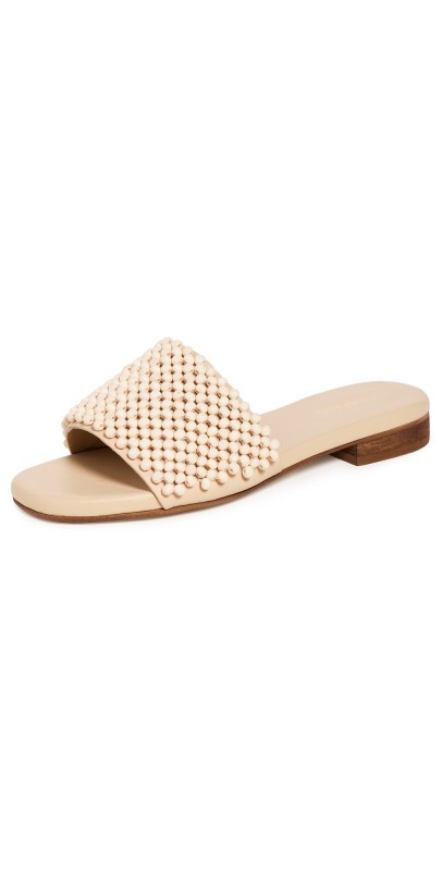 KAANAS Aju Hand Beaded Slide Sandals Natural