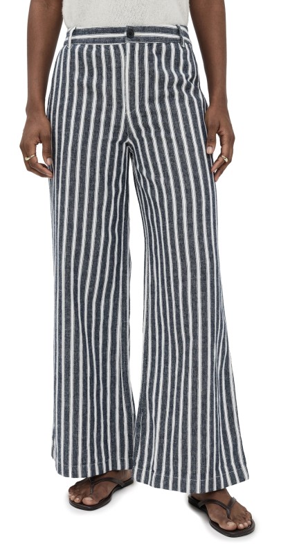 Madewell The Zoe Relaxed Wide Pants Navy White Stripe