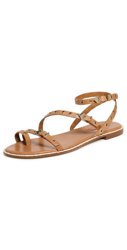 Schutz Annete Flat Sandals Cuoio Brown
