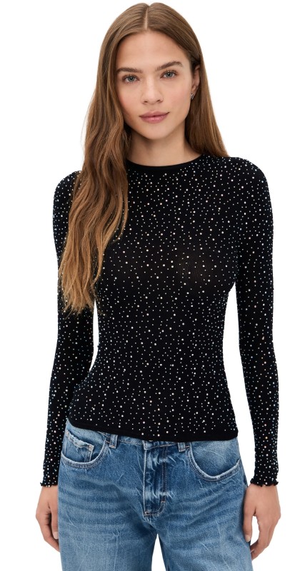 Free People Night Sky Long Sleeve Tee Black