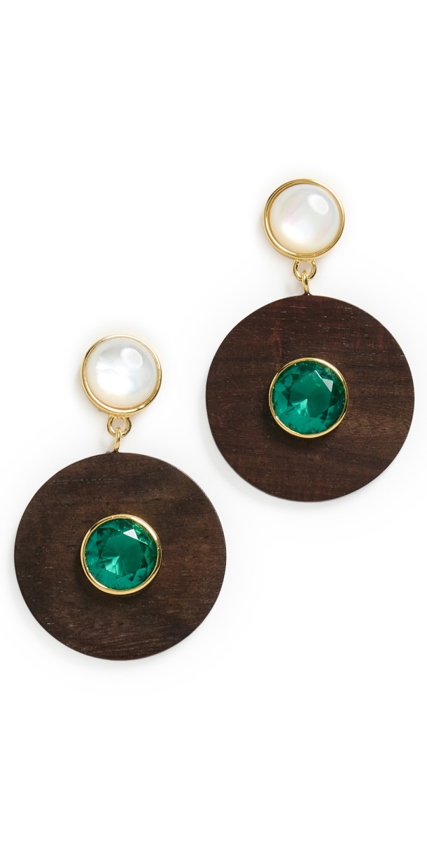 Lizzie Fortunato Taj Disc Earrings In Acacia Wood Mult