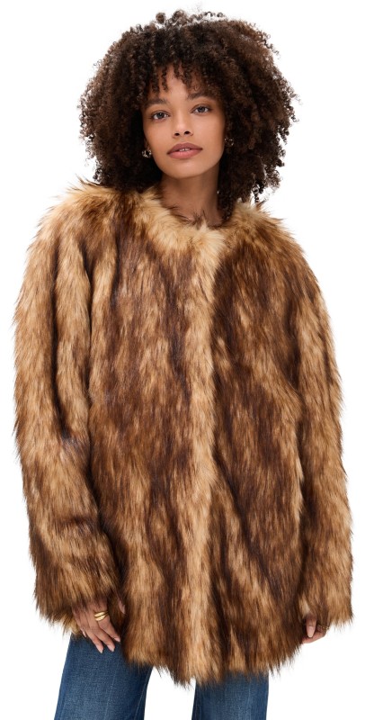 A. L.C. Bria Faux Fur Coat Brown