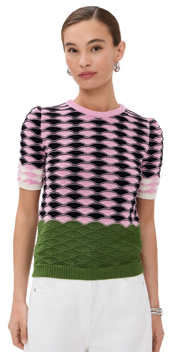 La DoubleJ Sunset Knit Tee Multicolor Pink/Green/Black