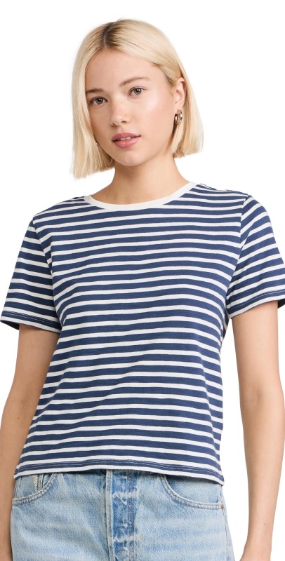 Nothing Please Boxy T-Shirt Stripes Cream/Blue
