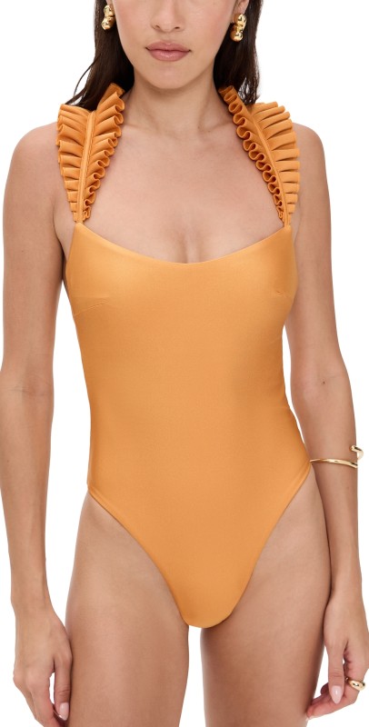 Andrea Iyamah Tisi One Piece Swimsuit Gold