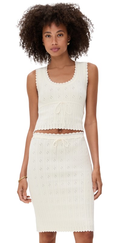 Reformation Erin Cotton Sweater Set Fior Di Latte