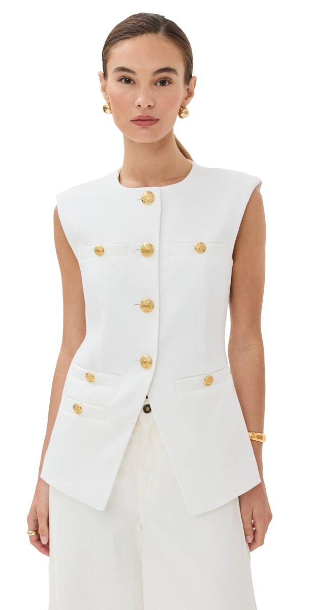 Veronica Beard Tamara Vest Off White