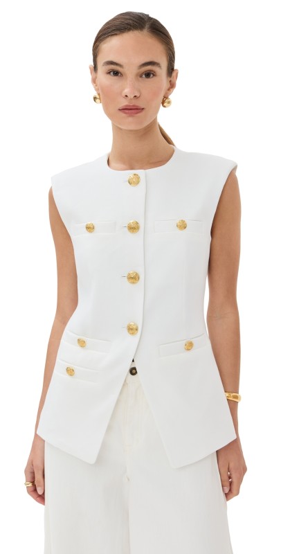 Veronica Beard Tamara Vest Off White