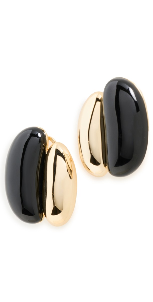 SHASHI Una Earrings Noir/Gold