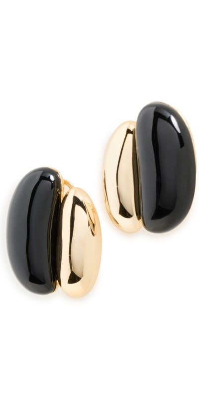SHASHI Una Earrings Noir/Gold