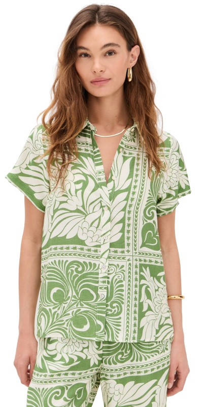Little Lies Phoebe Shirt Green Print