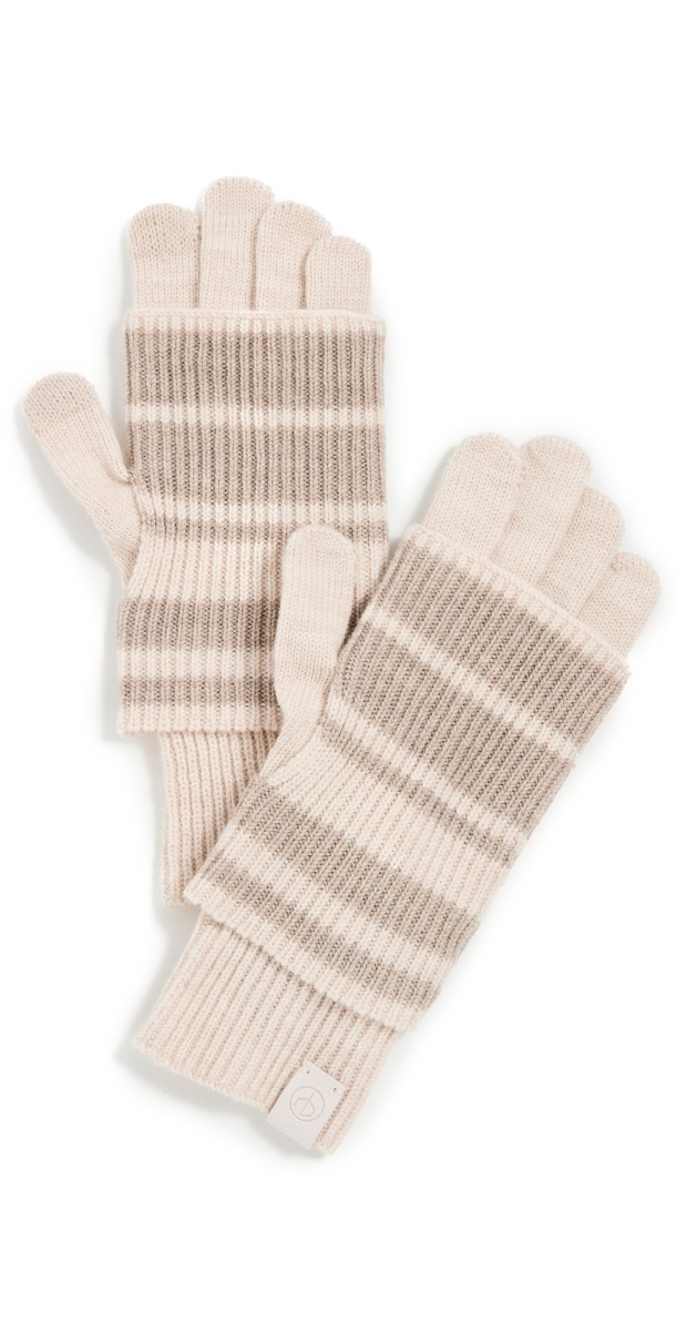 rag & bone Blake Stripe Layered Gloves Oat