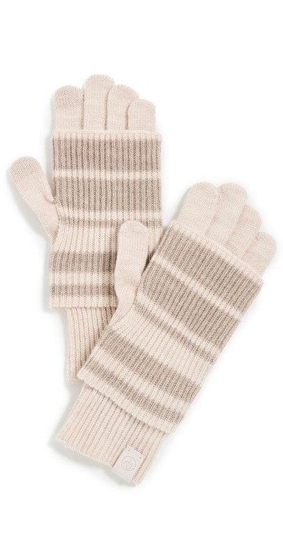 rag & bone Blake Stripe Layered Gloves Oat