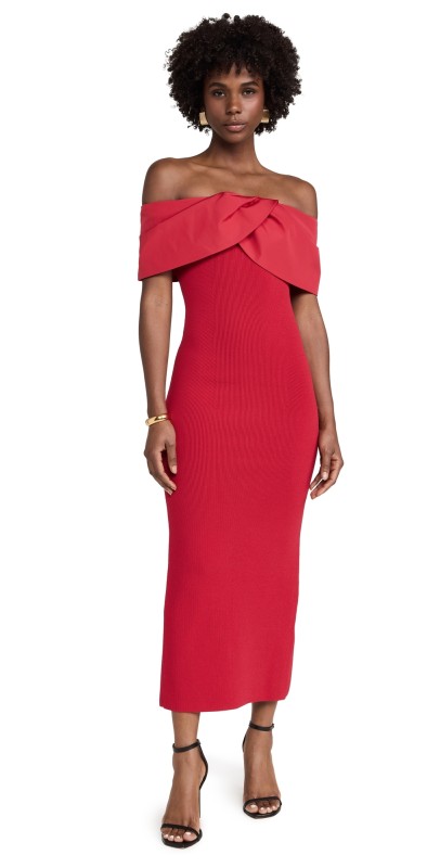 Rebecca Vallance Tiamo Knit Midi Dress Red
