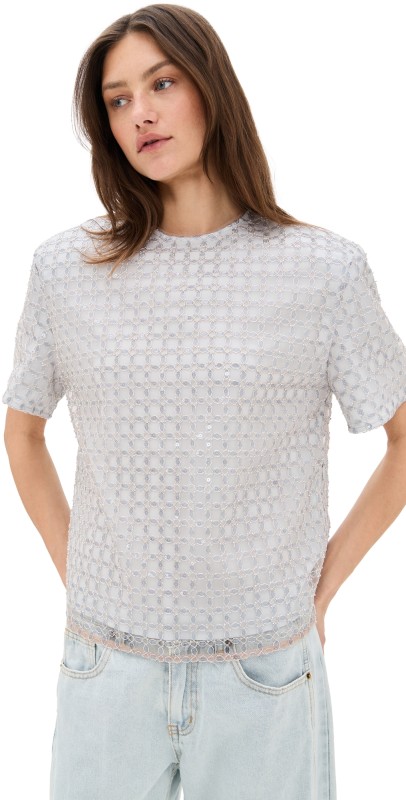 ROTATE Beaded Oversized Top Doeskin