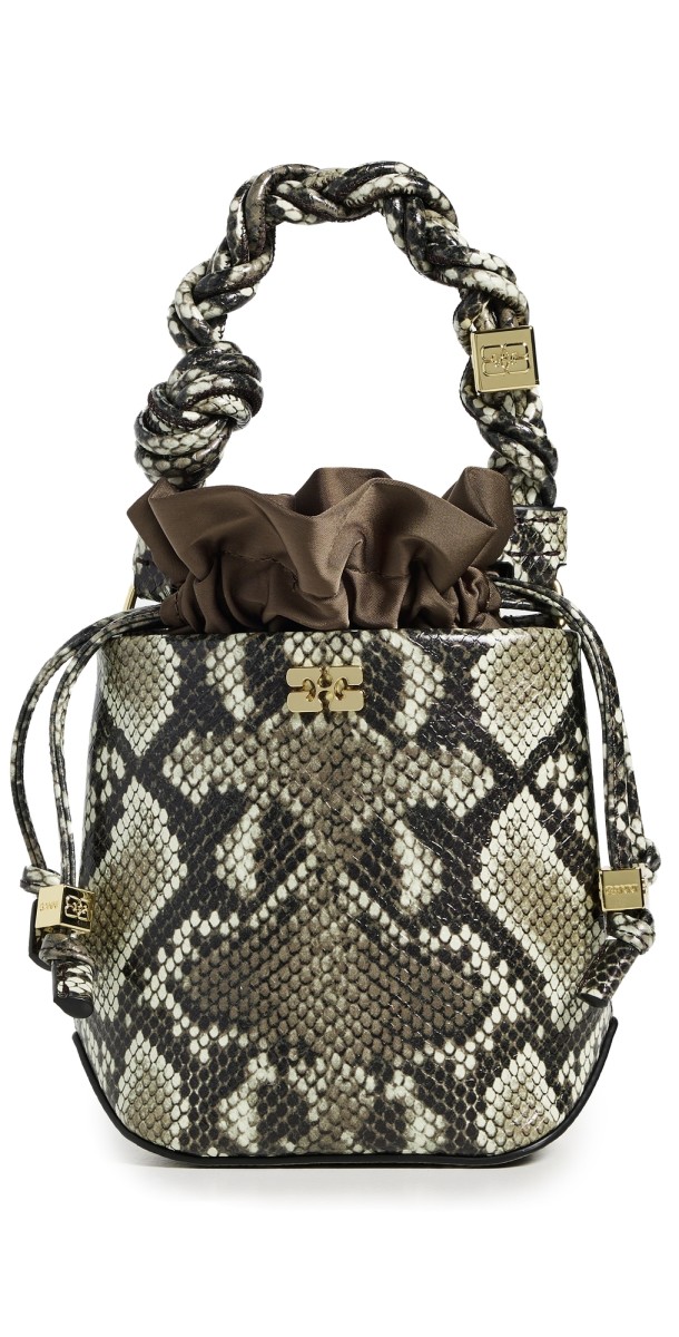 GANNI Ganni Bou Bucket Bag Mini Snake Egret