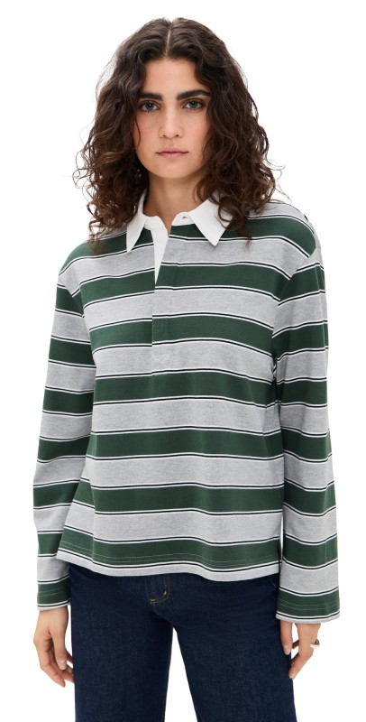 Joe's Jeans The Dylan Oversized Rugby Shirt Heather Grey/Cilan