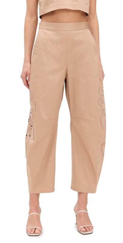 AMUR Blissett Laser Cut Floral Pants Warm Sand