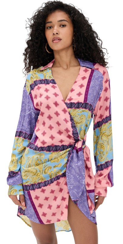 Donde Esteban Paisley Wrap Mini Dress Multi