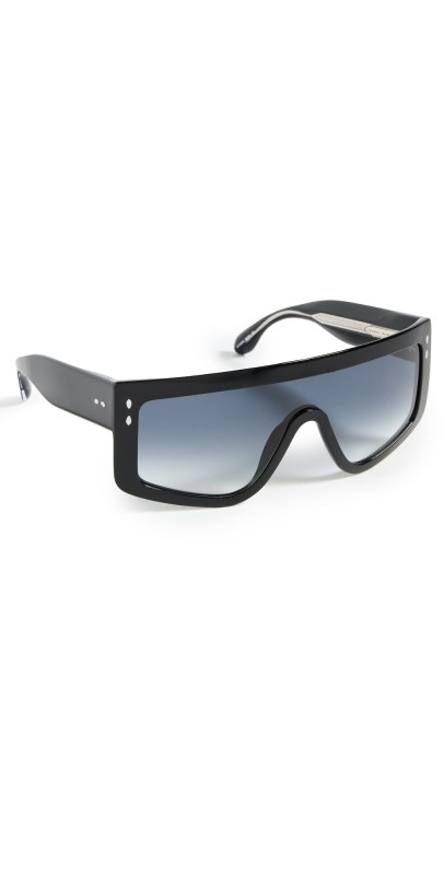 Isabel Marant The Maxi Temple Shield Sunglasses Black/Grey