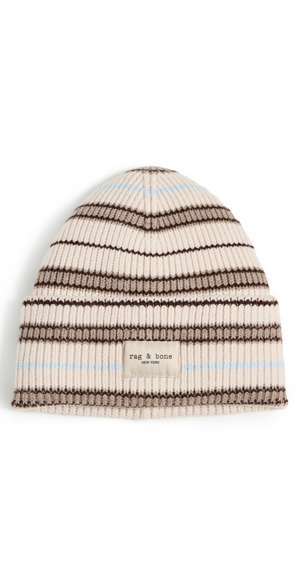 rag & bone Blake Multi Stripe Beanie Ivory Mult