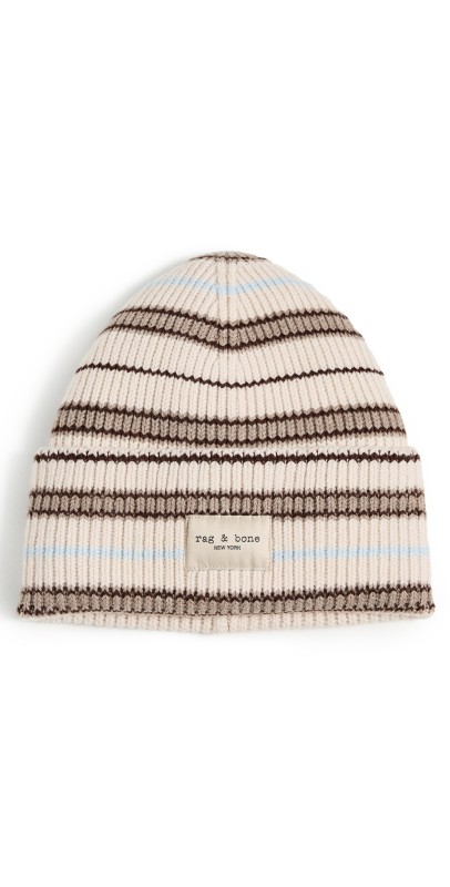 rag & bone Blake Multi Stripe Beanie Ivory Mult