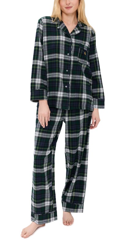 Polo Ralph Lauren Plaid Flounce Sleep Set Evergreen Plaid