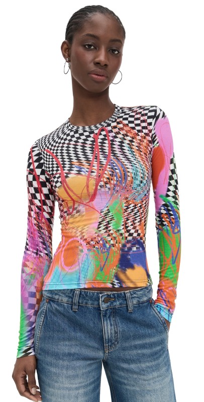 BruceGlen Scribble Check Knit Top Scribble Check