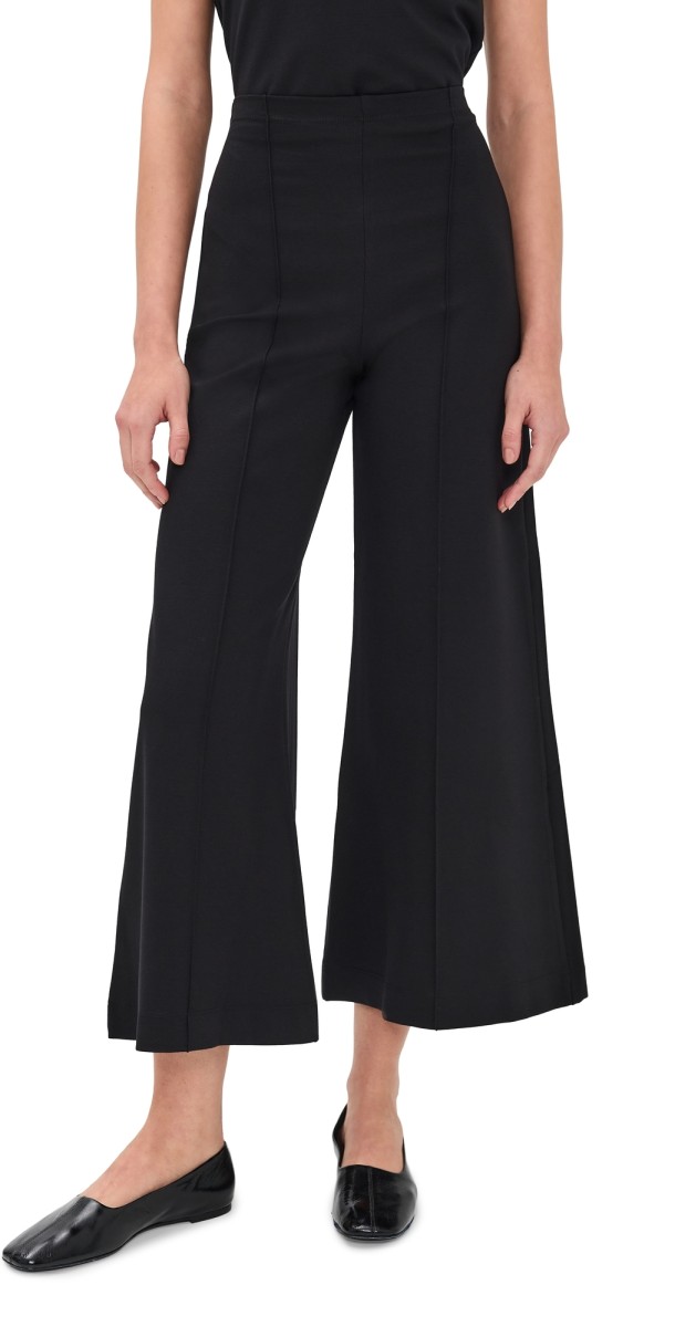 RIPLEY RADER Ponte Knit Cropped Wide Leg Pant Black