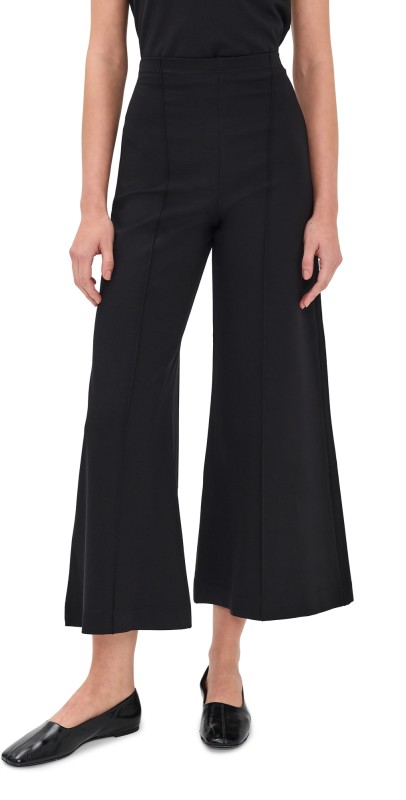 RIPLEY RADER Ponte Knit Cropped Wide Leg Pant Black
