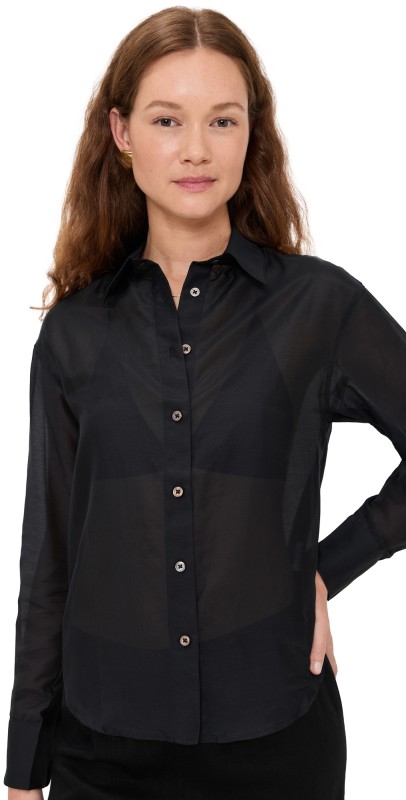 Sold Out NYC The Sheer Silk Shirt in Black Black