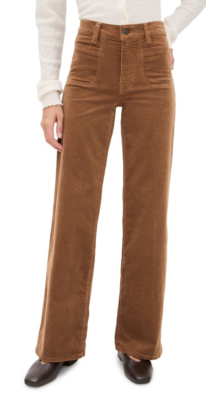 FRAME Le Slim Palazzo Modernist Pocket Corduroy Jeans Maple Brown