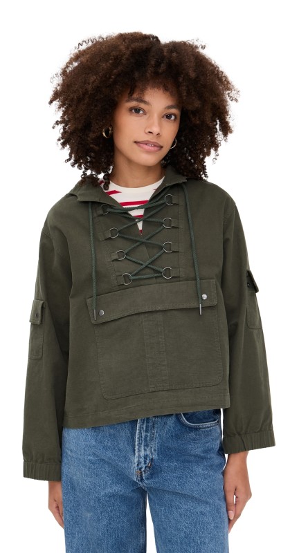 THE GREAT. The Utility Pullover Dusty Moss