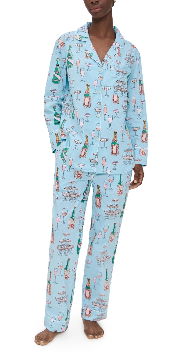 Printfresh Champagne Tower Long PJ Set Soft Blue