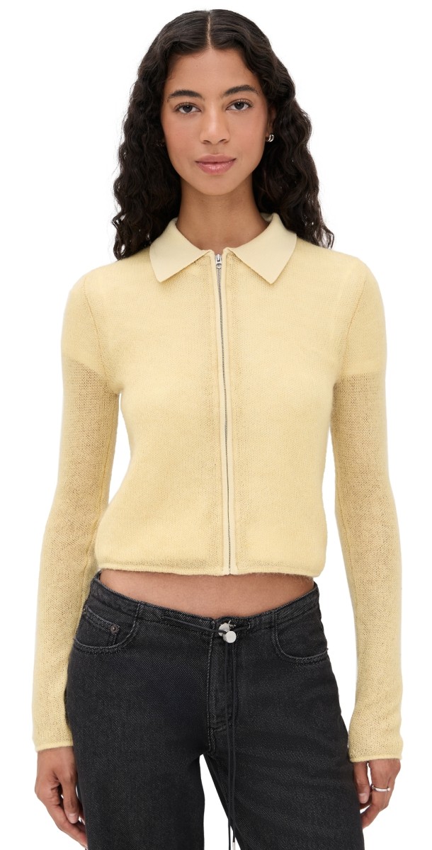 rag & bone Leva Long Sleeve Zip Sweater Butter