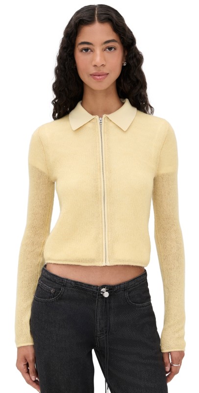 rag & bone Leva Long Sleeve Zip Sweater Butter