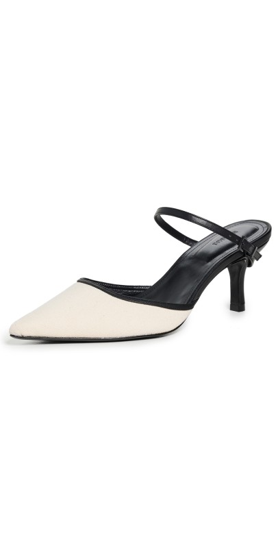 SIMKHAI Kieran Canvas Buckle Pumps Black Ivory