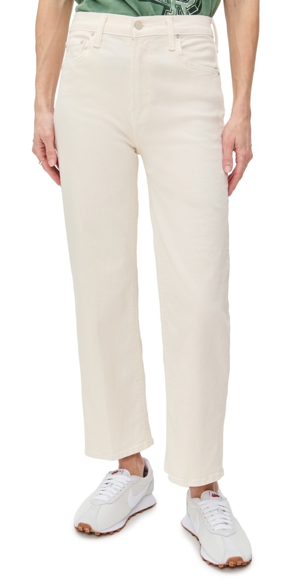 MOTHER Petite Lil Rambler Zip Ankle Jeans Cream Puffs