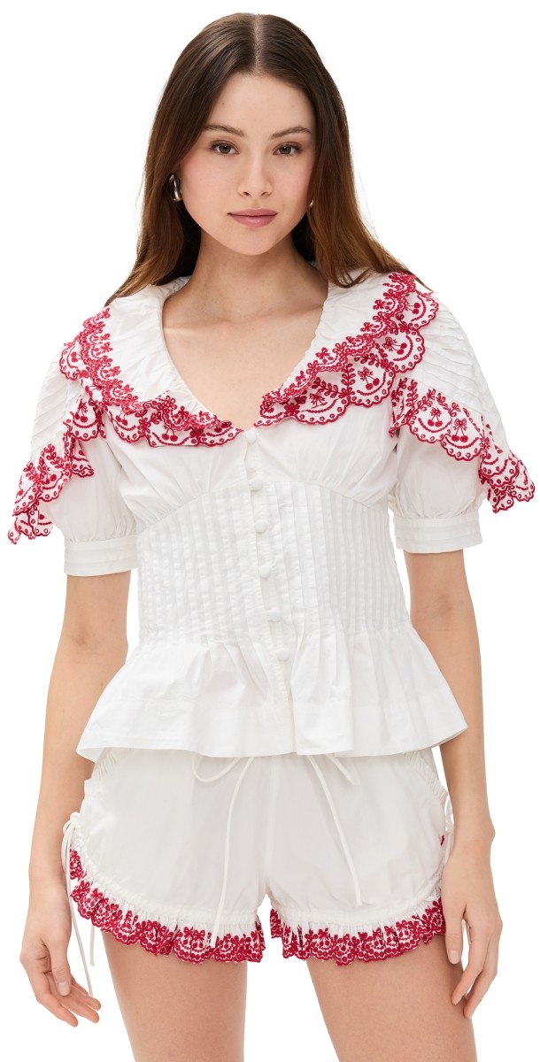 Damson Madder Cherries Caroline Blouse White