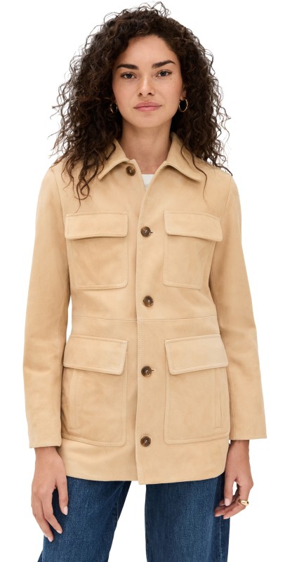FRAME Suede Safari Jacket Sand