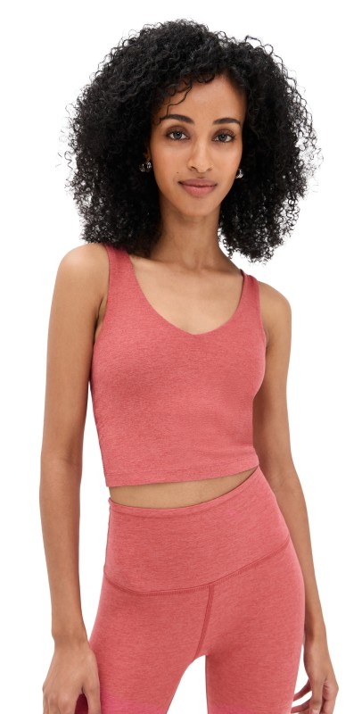 Beyond Yoga Spacedye Good Day Cropped Tank Faded Rose Heather