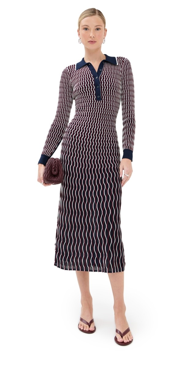 SIMKHAI Kassidy Polo Midi Dress Cranberry Multi