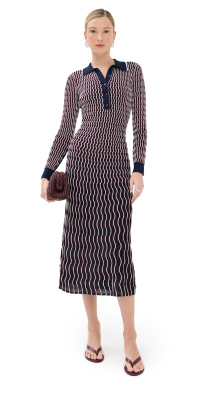 SIMKHAI Kassidy Polo Midi Dress Cranberry Multi