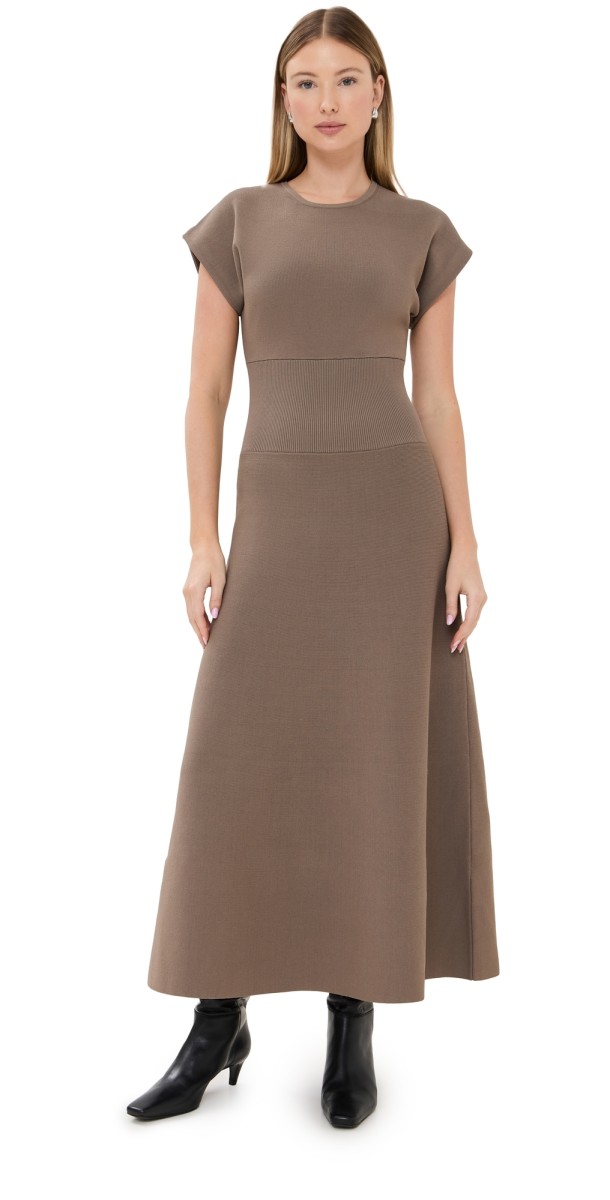 CO Ribbed Sleeveless Dress Oatmeal