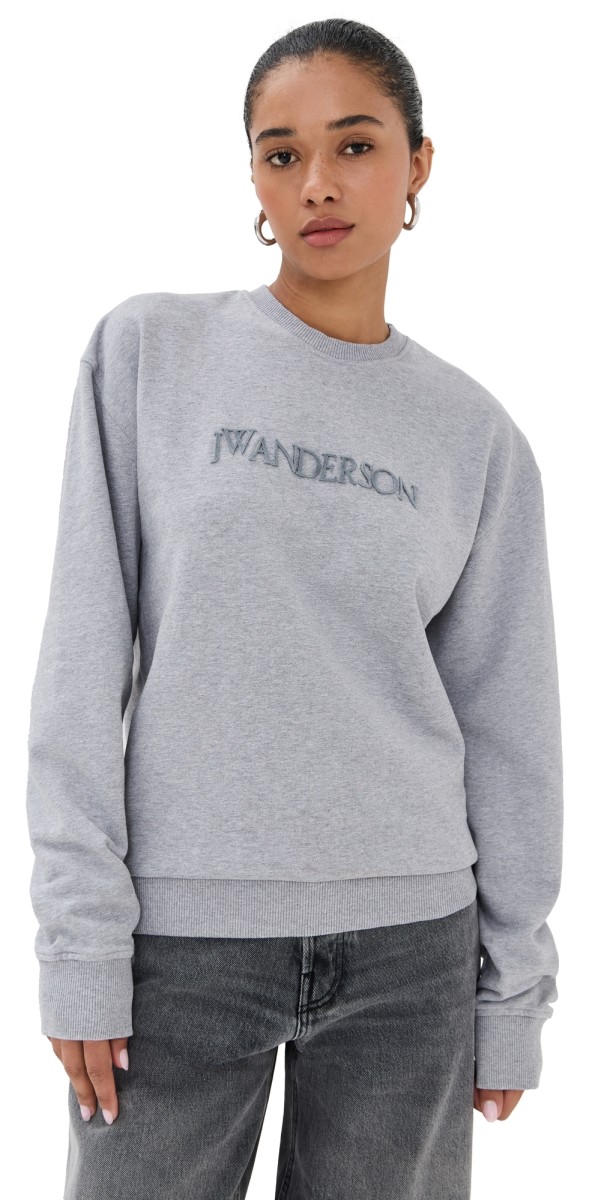 JW Anderson Logo Embroidery Sweatshirt Grey Melange
