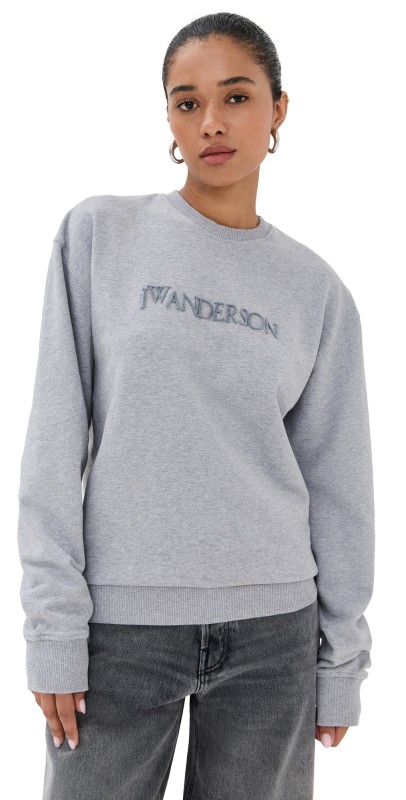 JW Anderson Logo Embroidery Sweatshirt Grey Melange