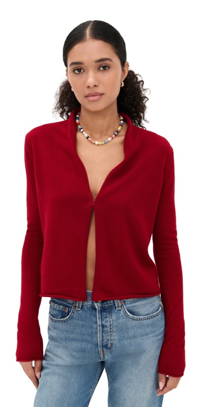 Guest in Residence Cashmere Stealth Cardigan Ruby