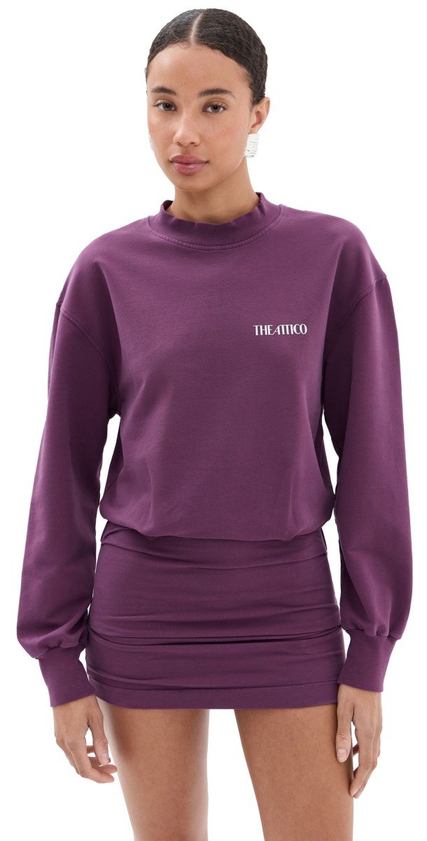 The Attico Long Sleeve Mini Dress Burgundy