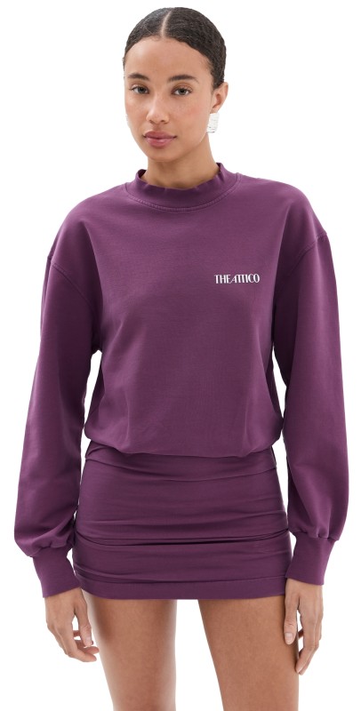 The Attico Long Sleeve Mini Dress Burgundy