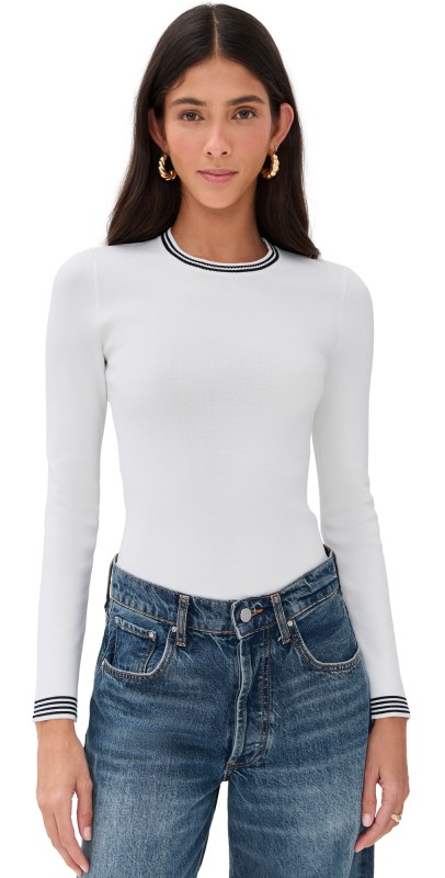 LE BOP Ringer Long Sleeve Bodysuit Black & White